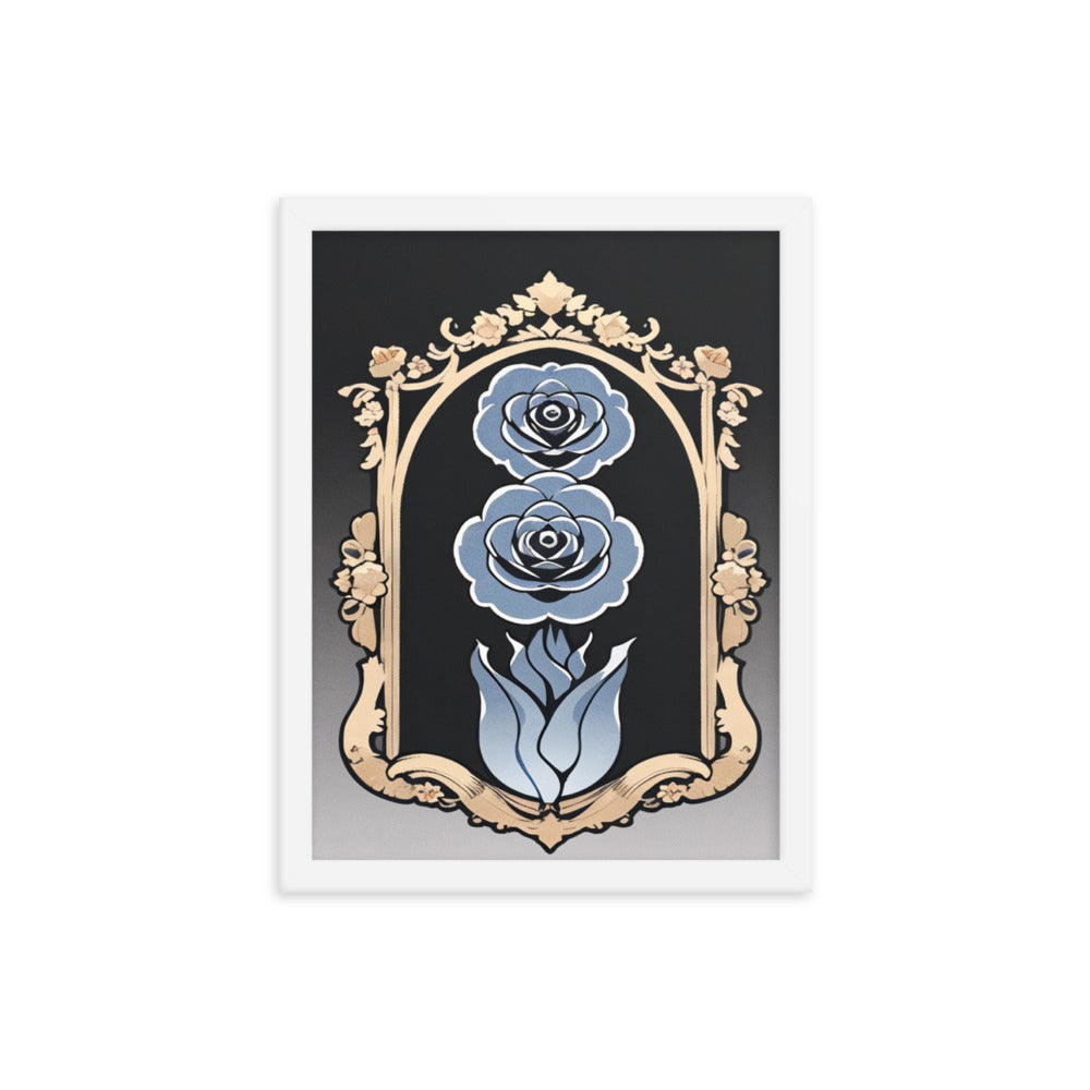 Reflective Blue Rose-Framed poster