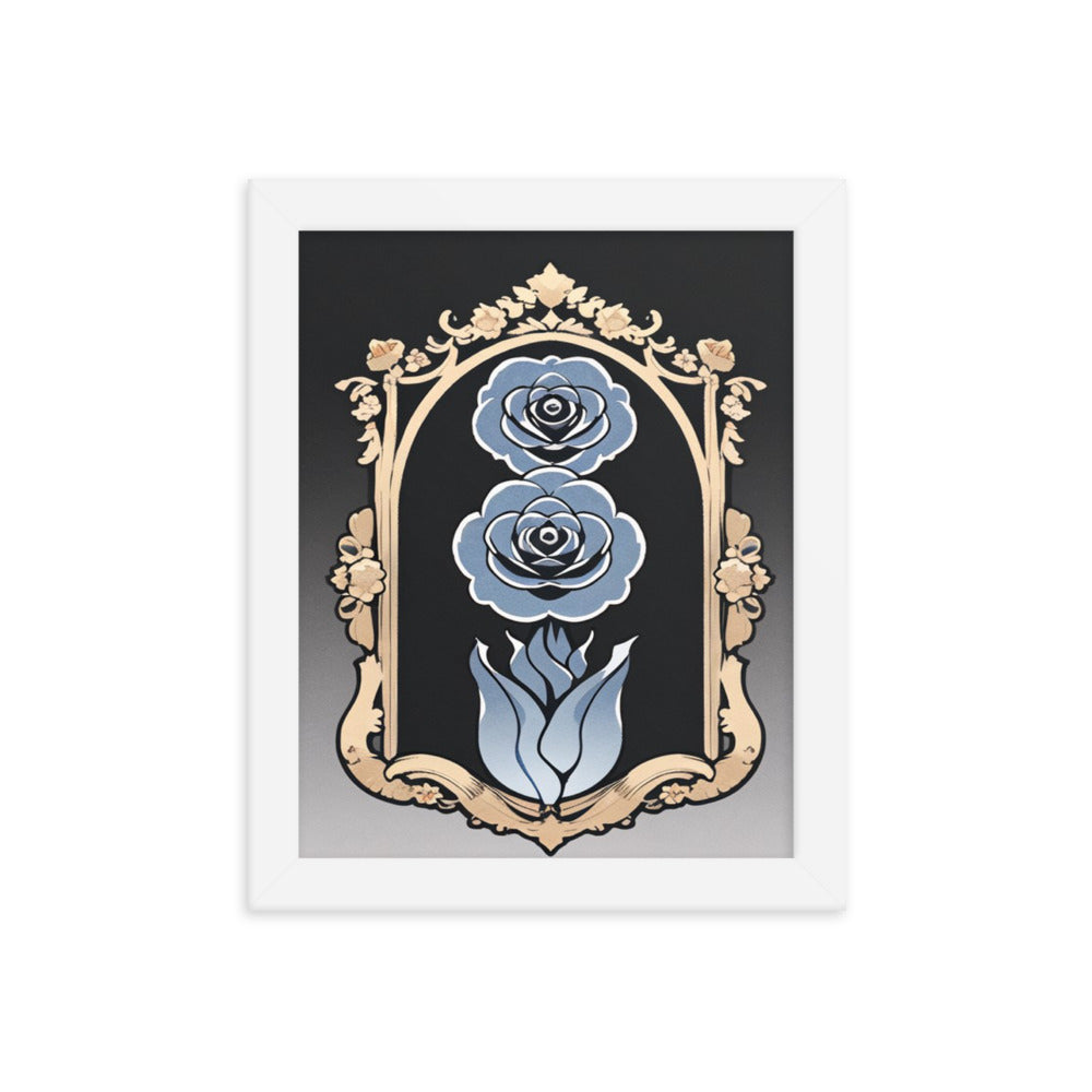 Reflective Blue Rose-Framed poster