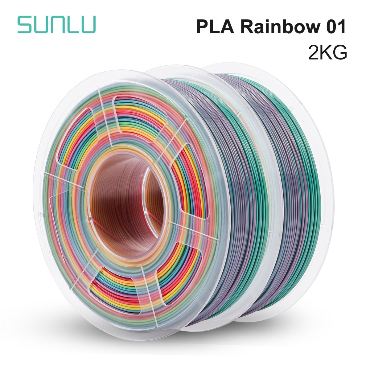 SUNLU PLA/SILK Rainbow Filament 1.75MM 1KG*2Rolls Bright Color No Bubble Non-Toxic Eco-Friendly For All Types Of FDM 3D Printers