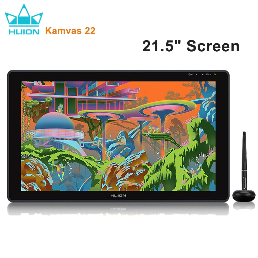 21.5 Inch HUION Kamvas 22 Digital Graphic Anti-Glare Screen Tablet with Pen Monitor 120%s RGB for Windows, Mac and Android Device