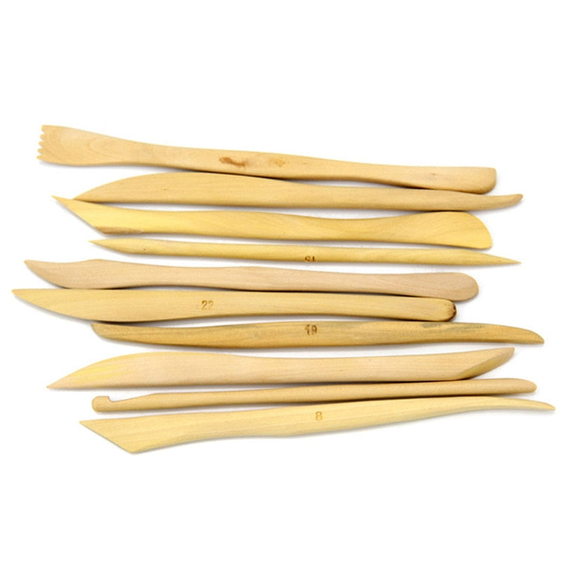 10 PCS Wooden Sculpture Tool set for Carving Pottery & for Art Craft Shaping Clay Accessories Lovers Ceramics Tools