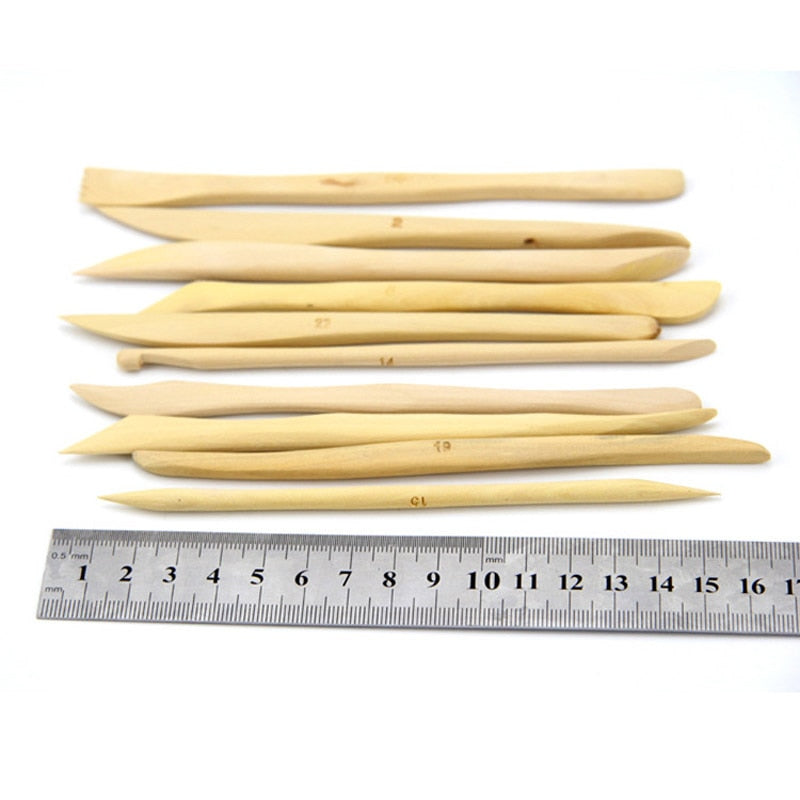 10 PCS Wooden Sculpture Tool set for Carving Pottery & for Art Craft Shaping Clay Accessories Lovers Ceramics Tools