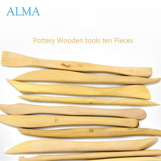 10 PCS Wooden Sculpture Tool set for Carving Pottery & for Art Craft Shaping Clay Accessories Lovers Ceramics Tools