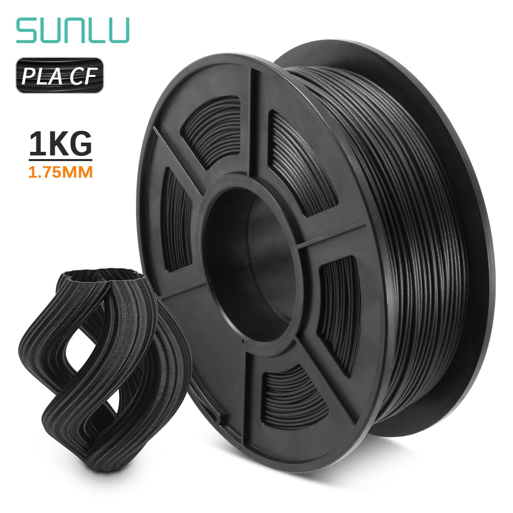 SUNLU PLA Carbon Fiber Premium 3D Printer Filament Extremely Rigid Carbon Fiber 1.75mm +/- 0.02mm 1 KG (2.2 lb)