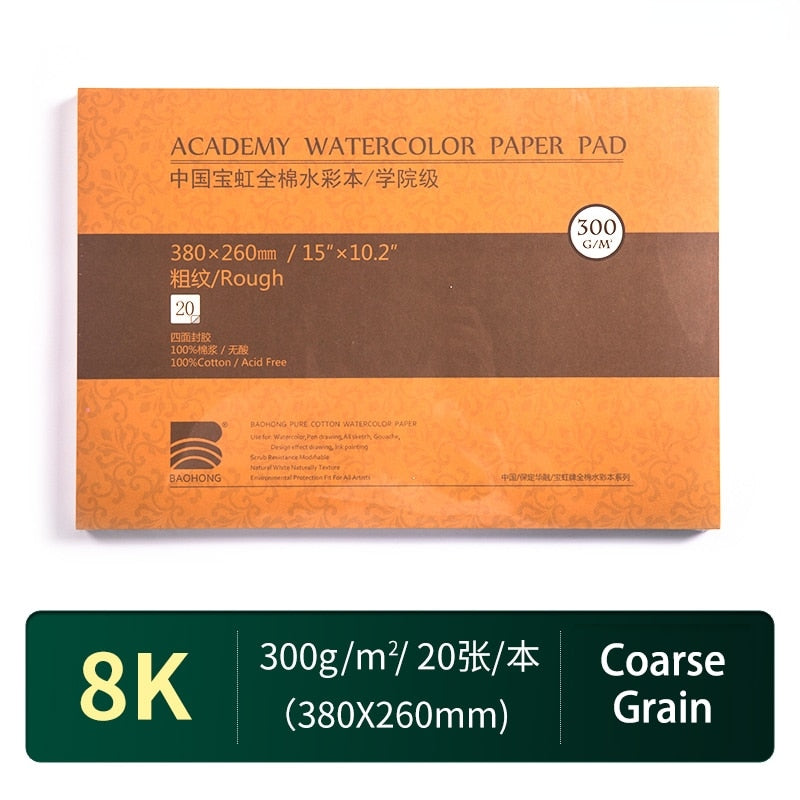 100% Cotton Drawing Book Watercolor Book 300g/m2 20 Sheets Watercolor Drawing Paper Pad Sketchbook