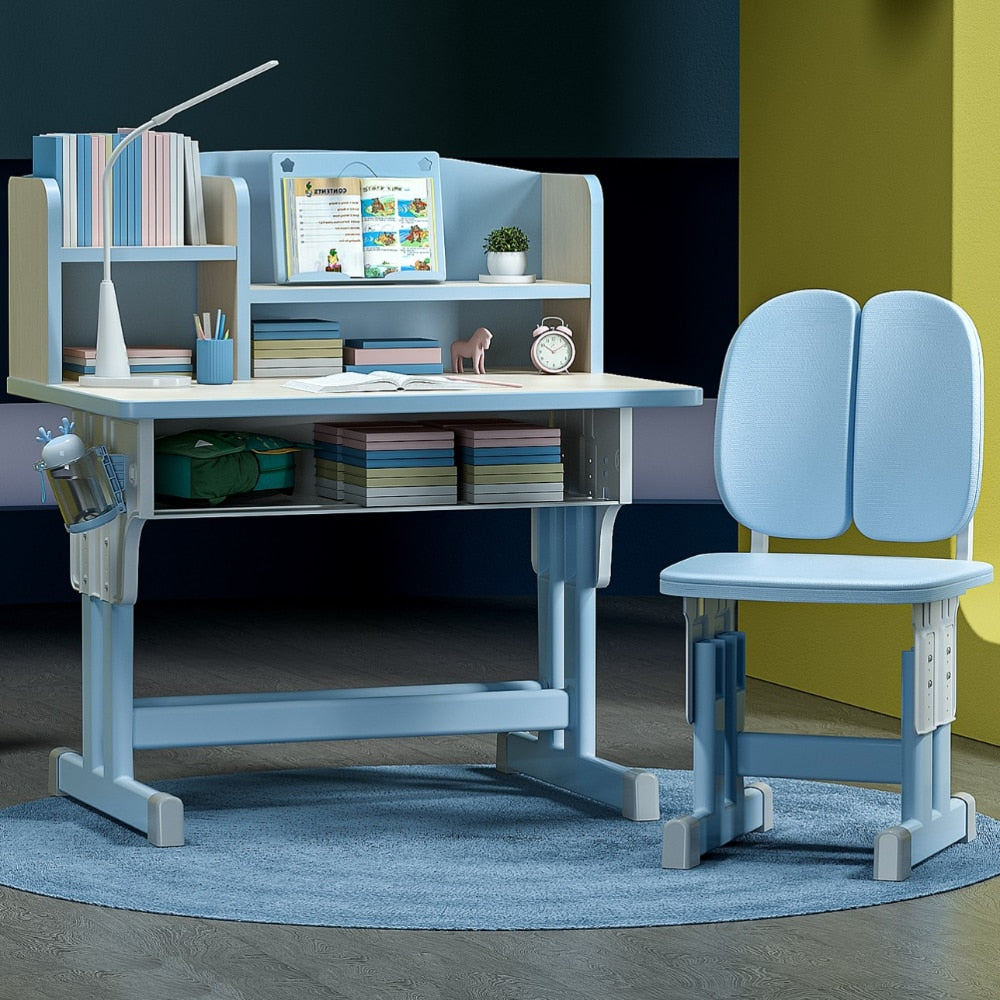 Kids Desk and Chair Set Height Adjustable, Children School Writing Study Table for Kids Computer Office Desk with Drawers