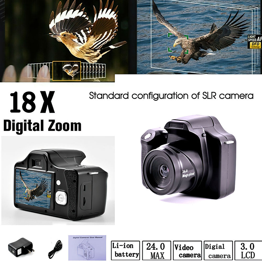 DSLR Camera 18X Medium Telephoto Digital Camcorder Full HD 3.0 Inch display Electronic Anti-shake for Photography Video Shooting