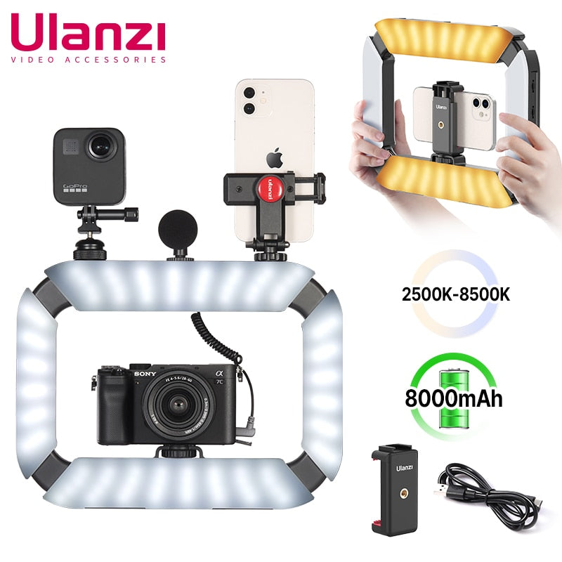 Ulanzi U200 U-200 Smartphone Video Rig LED Video Light 2 in 1 Ring Light Cold Shoe for Microphone Live Rig Light