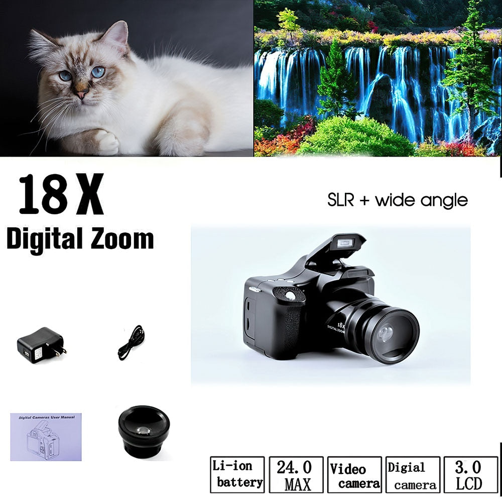 DSLR Camera 18X Medium Telephoto Digital Camcorder Full HD 3.0 Inch display Electronic Anti-shake for Photography Video Shooting