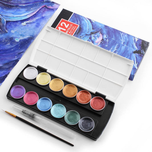 12 Colors Watercolor Paint for Painting Professional Water Color Drawing Set with Detachable Palette Back to School Art Supplies